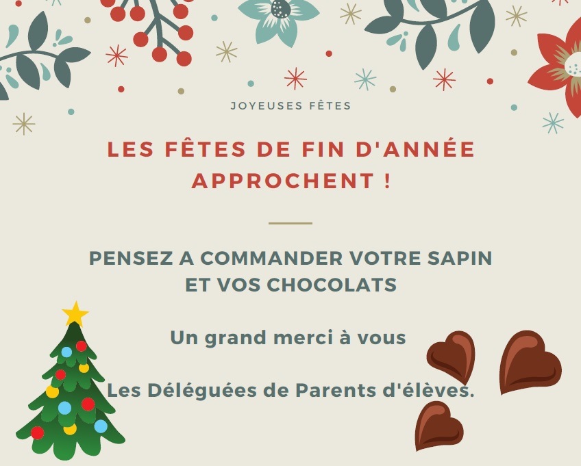 Commandes Chocolats et Sapins 2021