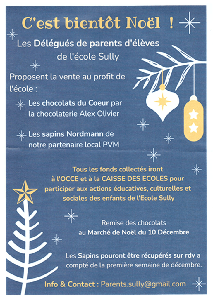 Ecole Sully Bon de reservation sapins et chocolats Noel 2023 1
