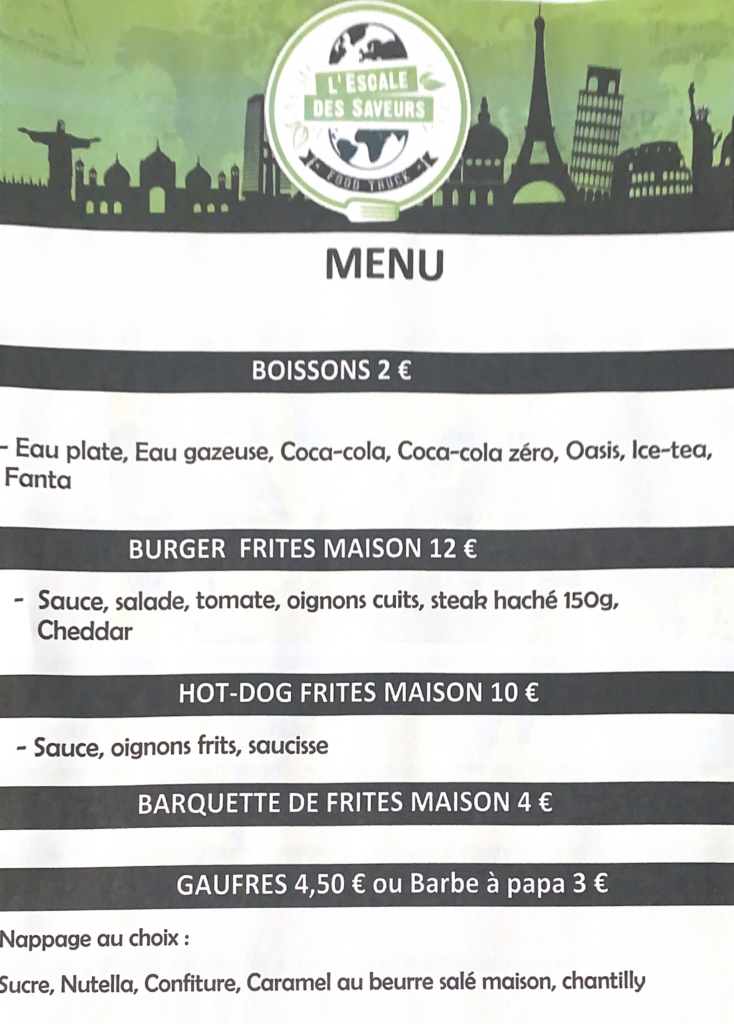 Menu L'escale des saveurs